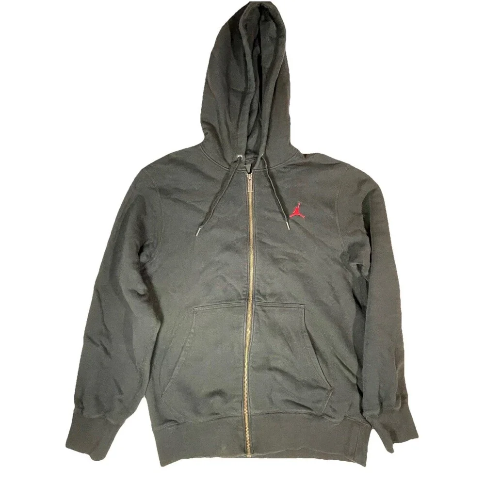 Jordan Hoodie Full Zip Sweatshirt Mens Black Air Jordan Logo 459686-011 Size S